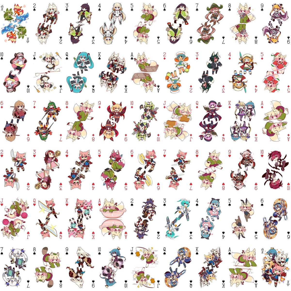 Anime Playing Cards # Poker Deck 54 Cards All Different # NAGA U Kawaii Anime Chibi Cute Manga