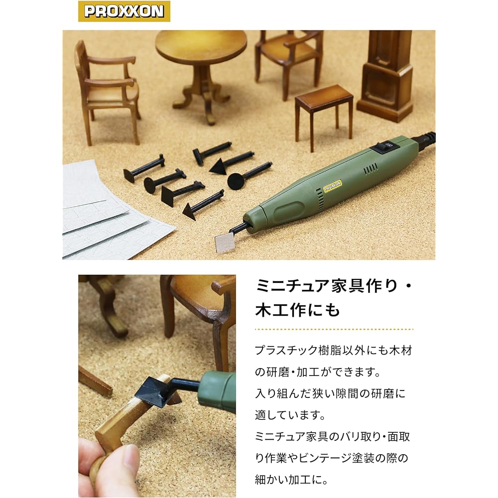 PROXXON Pen Sander, 8 Types of Tip Arbor, 4 Types of File Paper Set, 28594-M, No. 800 File Paper Included