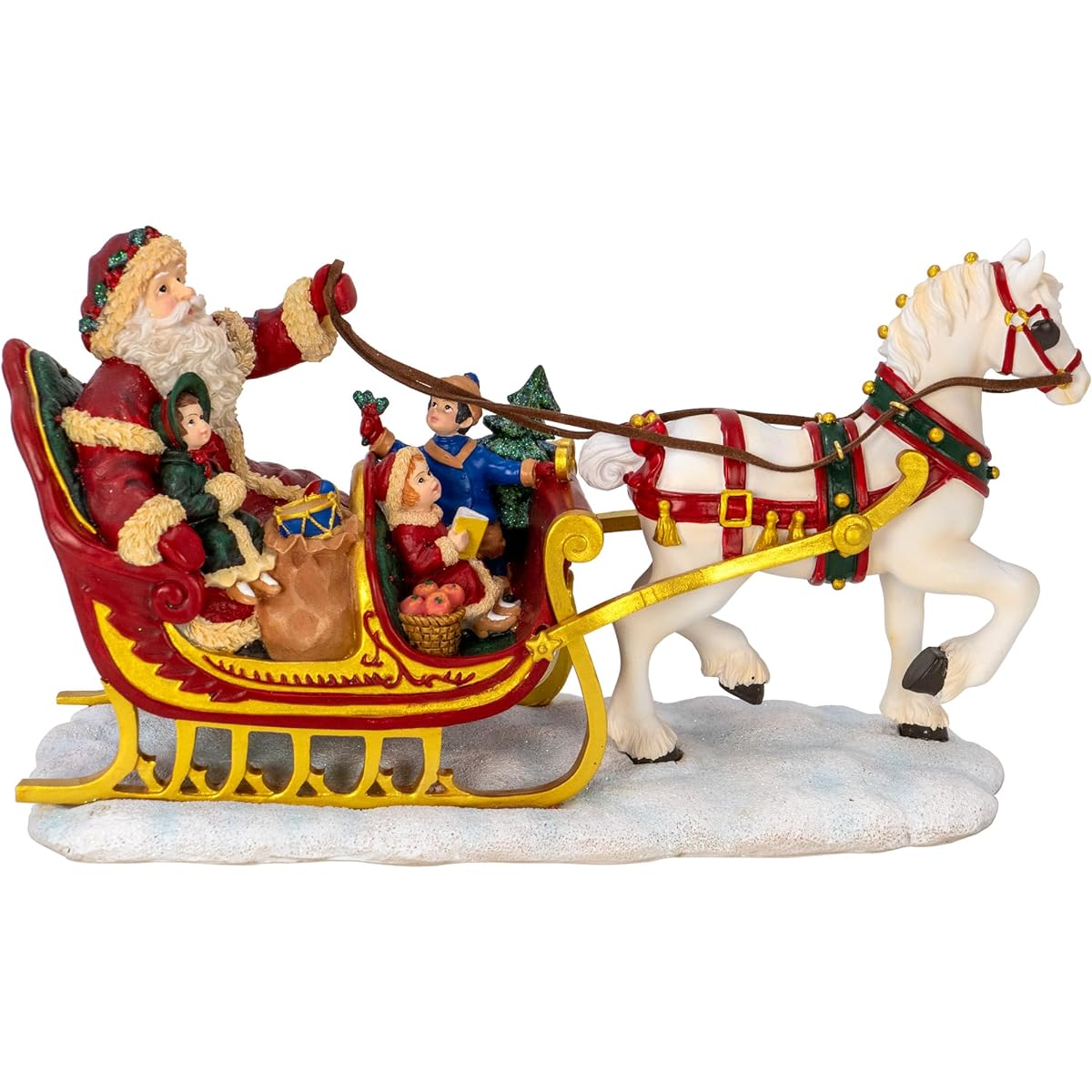 The San Francisco Music Box Company Santa and Horse-drawn Sleigh Figurine