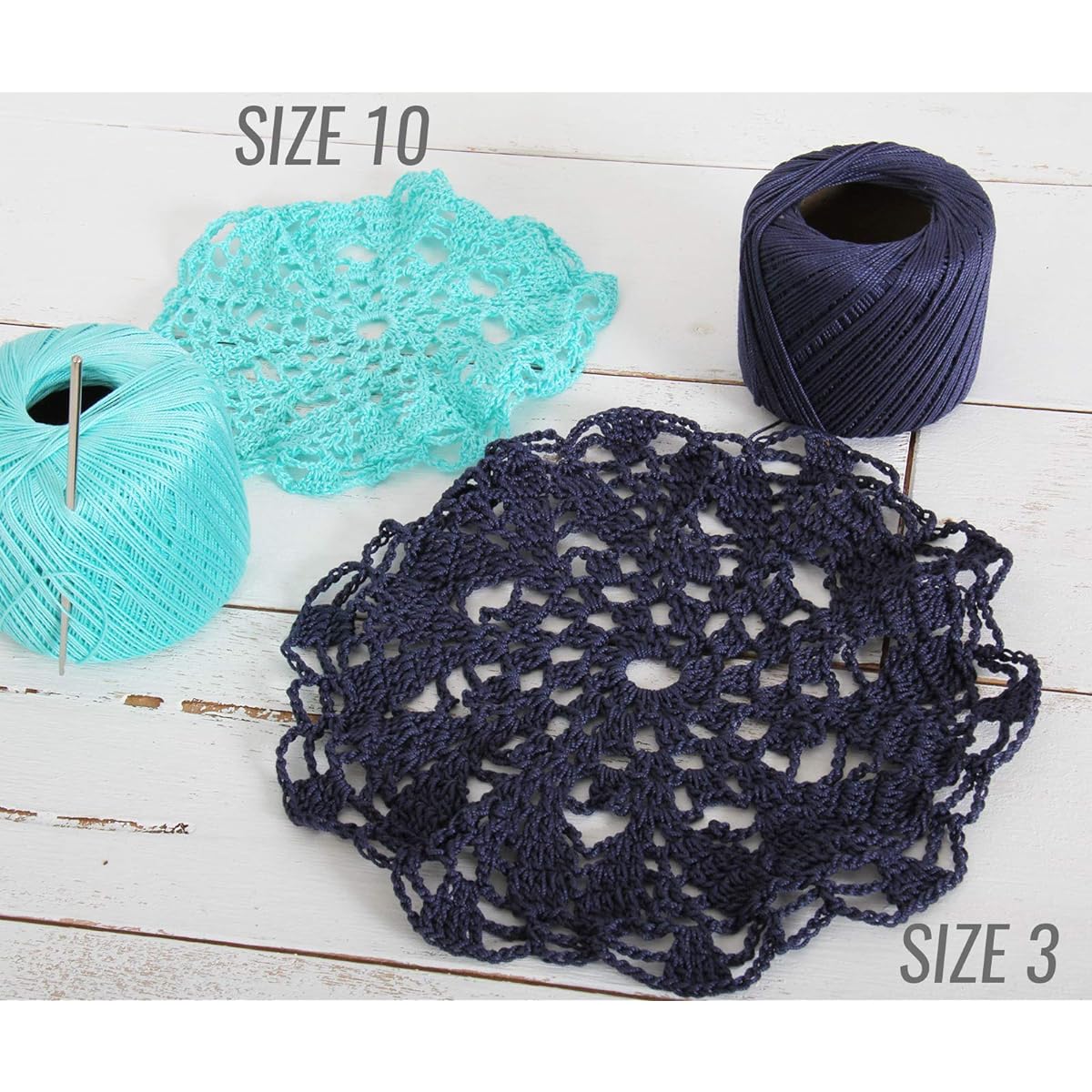 Threadart 6 Ball Pack 100% Pure Cotton Crochet Yarn - Size 10 - Color 20 - Lilac - Sizes 10 and 3 - Available in Single and Bulk Packs