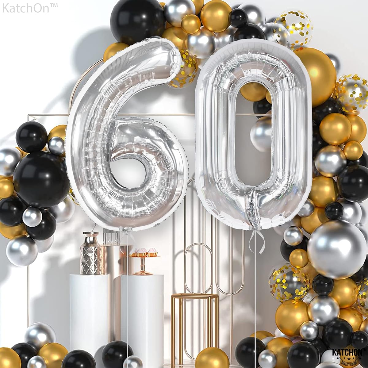 Silver Number 60 Foil Balloon
