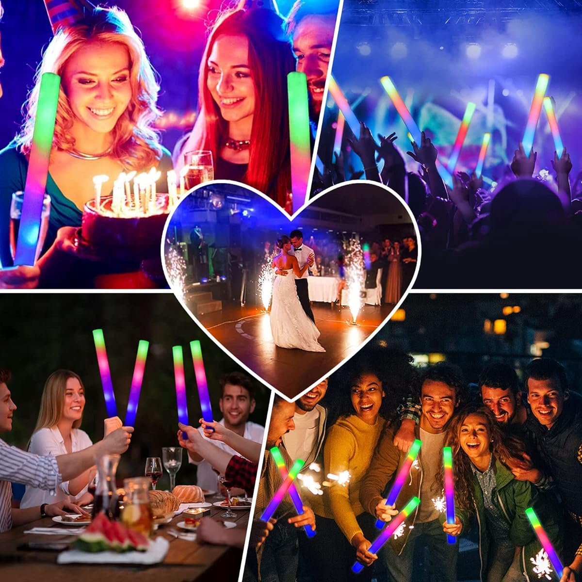 Glow Sticks Bulk 156 Pack LED Foam Glow Sticks Glow in the Dark Party Supplies 3 Modes Colorful Flashing Glow Sticks Party Pack for Parties Weddings Birthdays Raves Concerts Halloween Christmas