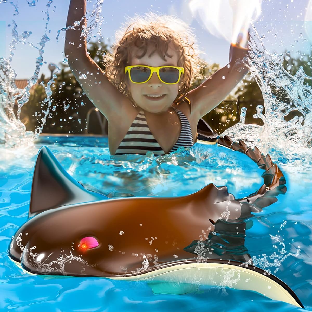 EPPO Remote Control Shark Stingray Toy Simulation Scale Robot Fish for Swimming Pool Bathroom Great Gift RC Boat Toys for Ages 4 5 6+ Boys and Girls Christmas Birthday Gift