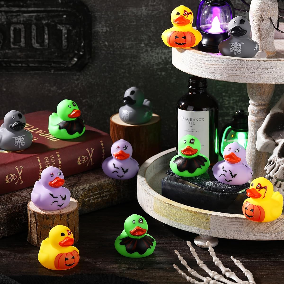 Halloween Rubber Duck Assortment Mini Rubber Duck Bulk Bath Toys Kids Halloween Duck Decoration Trick or Treat Supplies Goodie Bag Filler Baby Shower Halloween Party Favors (Cute, 48 Pieces)