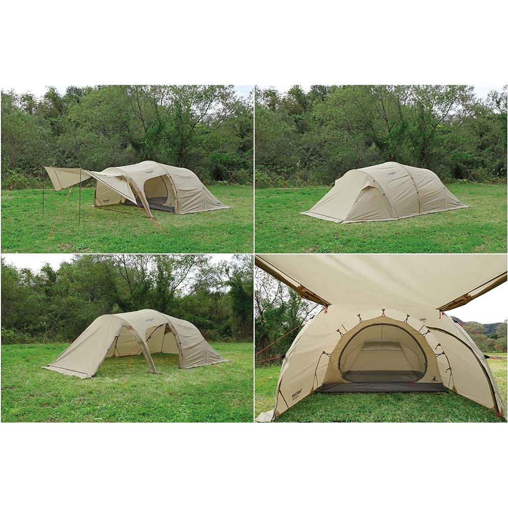 CAPTAIN STAG Tent Dome Tent Two Room Tent Utility Dome 3 for 3 People UV Protection Aluminum Pole Waterproof Fly 2000mm/Floor 3000mm Ventilation Equipped Khaki Trekker UA-66