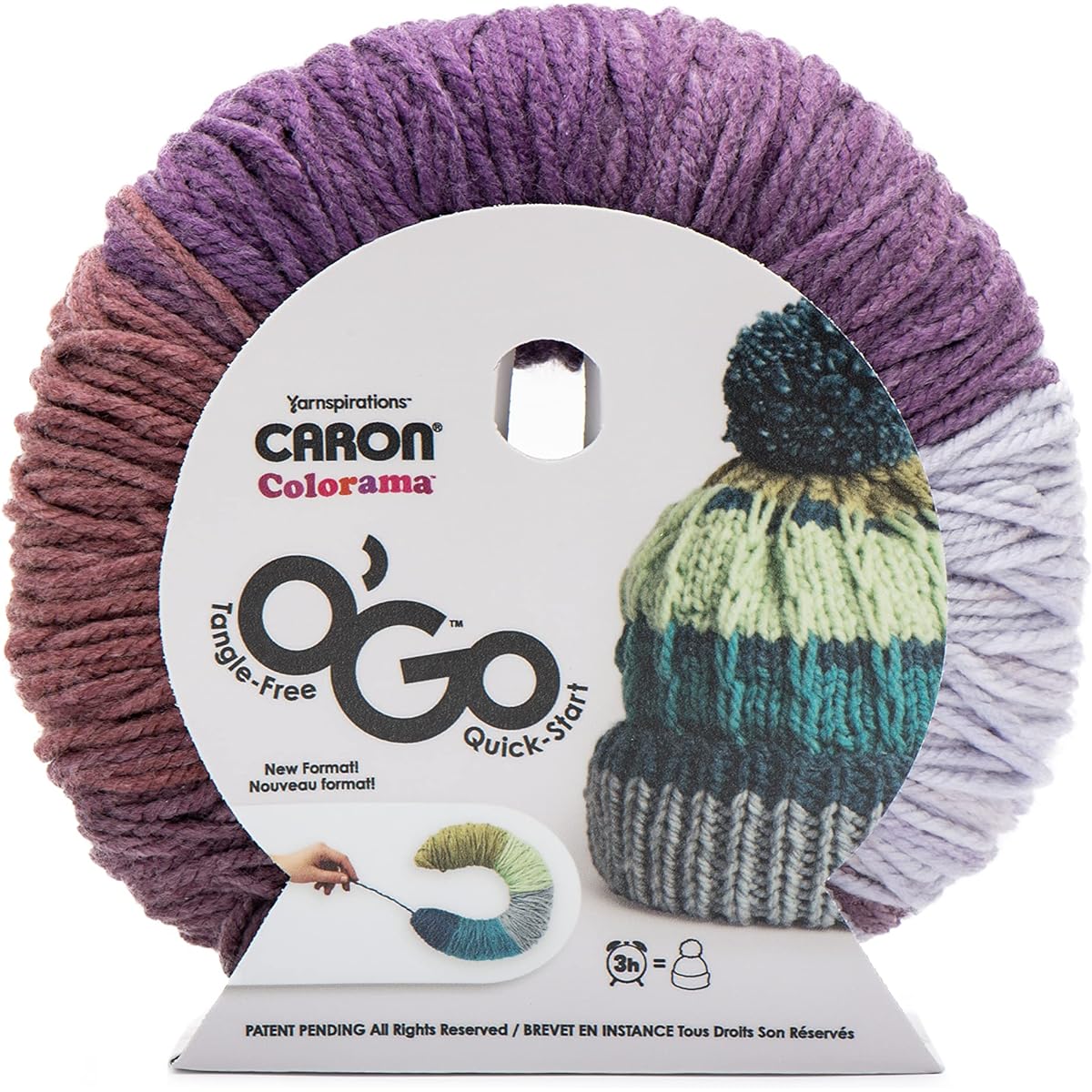 Caron Colorama O'Go Concord Crushed Yarn - 180g/6.4oz 3 Pack - Acrylic - 5 Bulky - 228 Yards - Knitting/Crochet