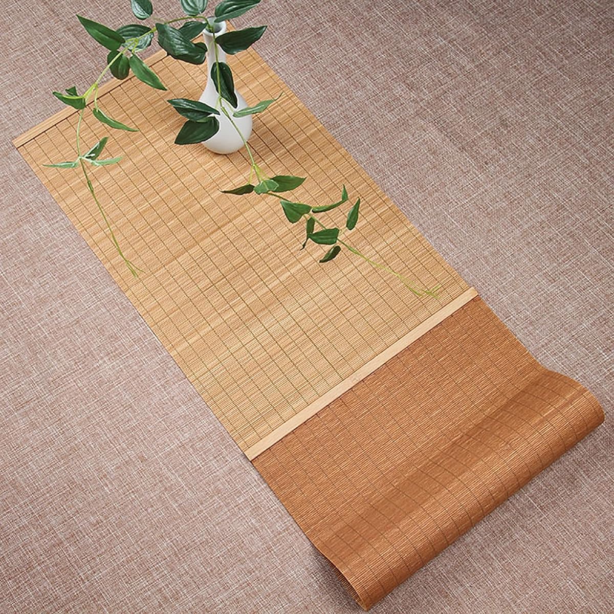 Table Runner Dustproof Natural Bamboo Table Mat, Thermal Insulation Kung Fu Tea Set Mat Handmade Natural Solid Wood Table Runner, Natural (Size : 50cm x 210cm)