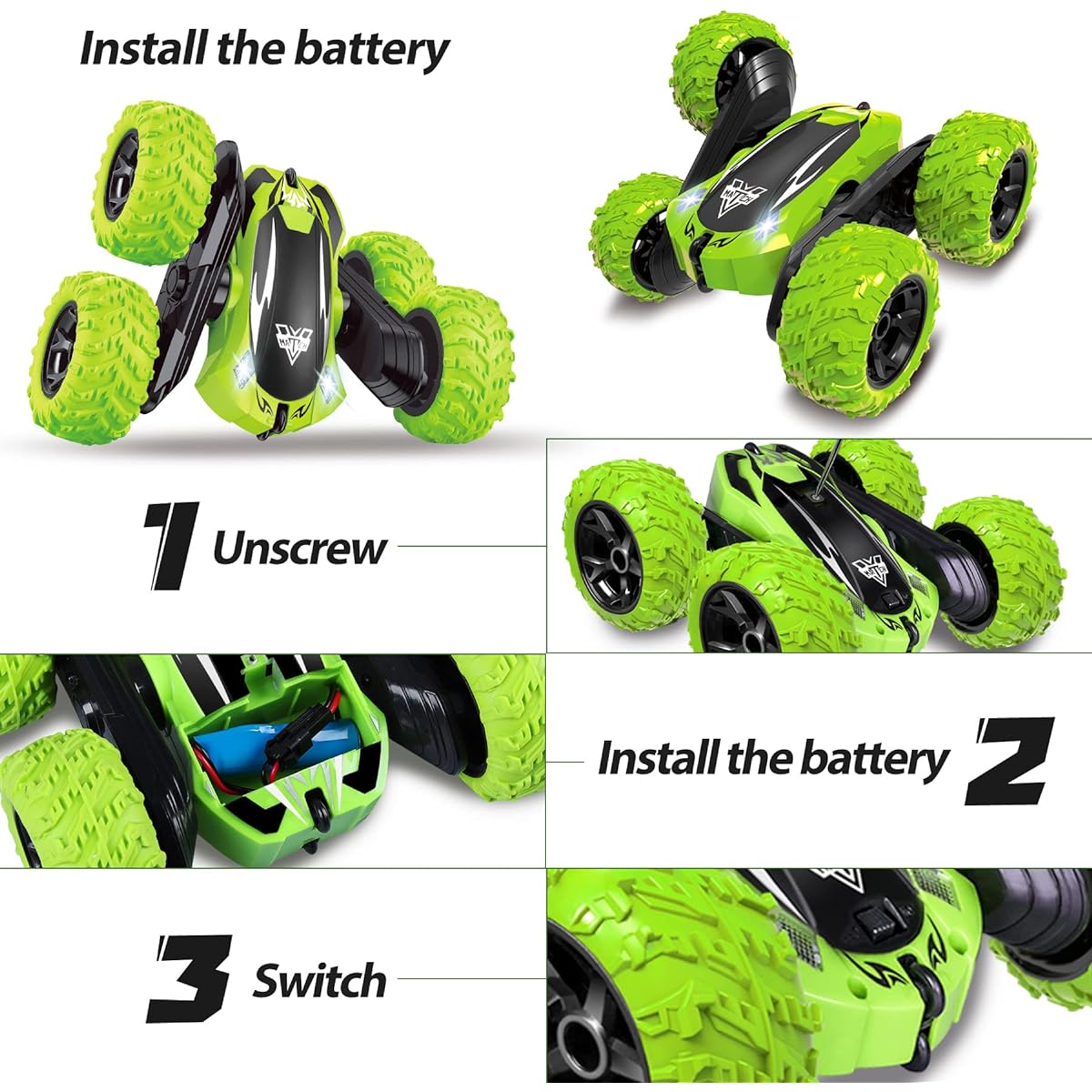 Remote Control Car 4WD Double Sided 360° Rotation RC Car with Headlights Stunt Car Toys Kids Toy Gift Car for 6 7 8 9 10 11 12 Year Old Boys