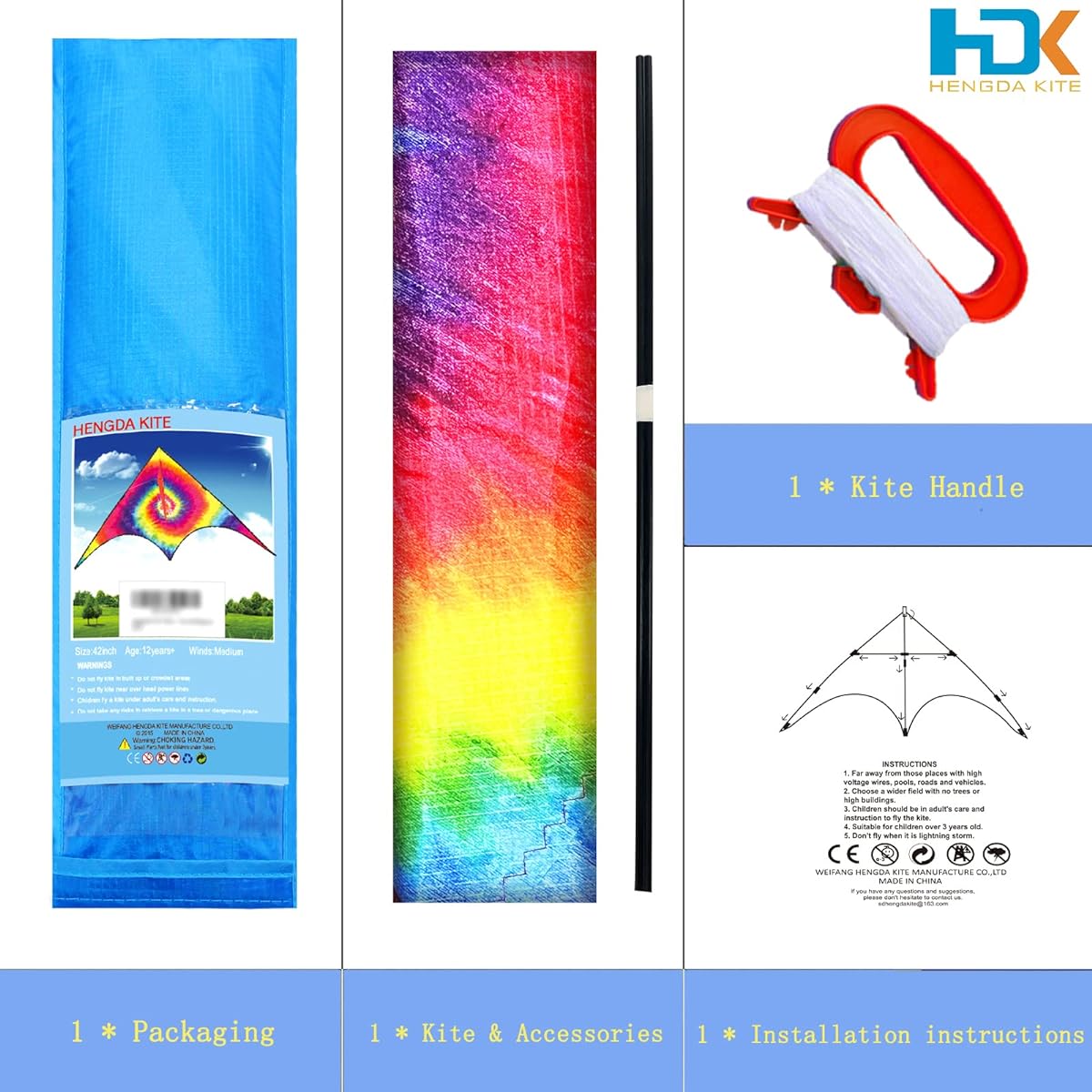 HENGDA KITE Colorful Vortex Kite for Kids and Adults, Easy to Fly, Excellent Fabric and Construction Design, Perfect for Square/Beach/Lawn/Park, Great Gift (31.5x63) Inch