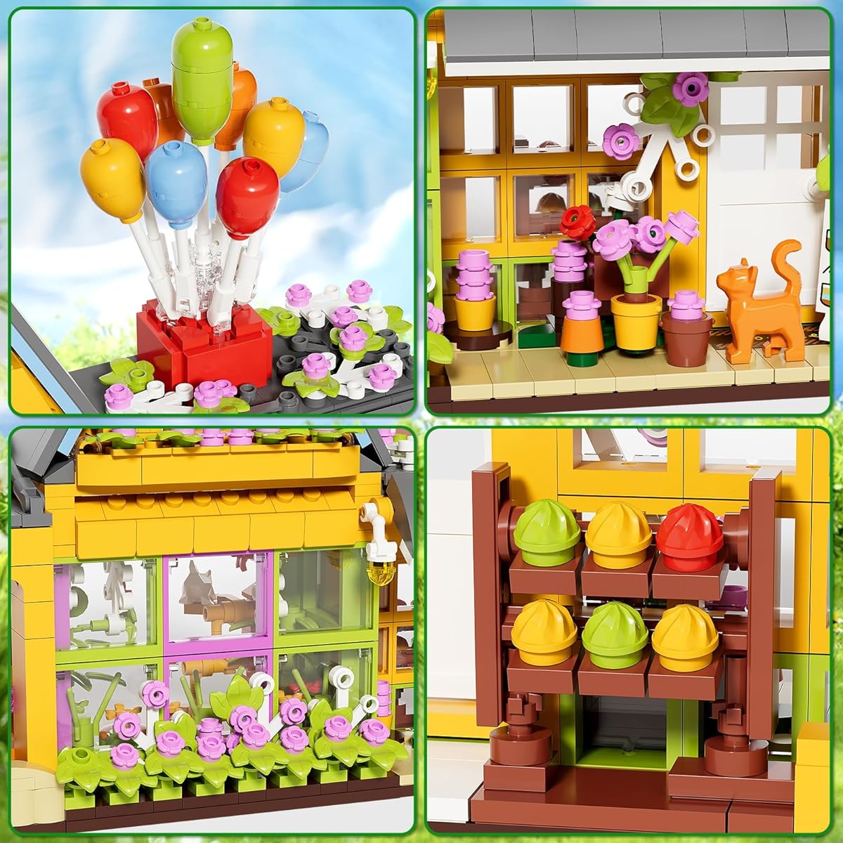 Flower House Building Set, Creative Building Blocks Playset with LED Lights, STEM Toys Set for Ages 6+, Great Gift with Other Brands, 891 Pieces