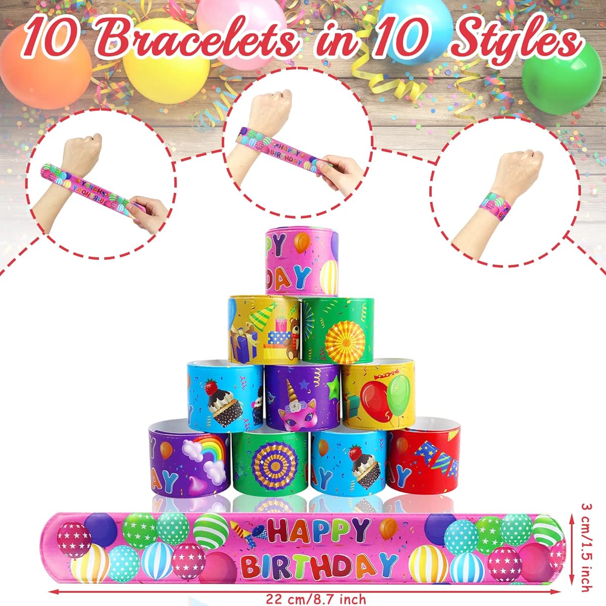 Beamely Happy Birthday Party Bag Fillers for Kids Boys Girls, 40Pcs Birthday Assorted Toys Pinata Filler with Slap Bands Stickers Keychains Gift Bags Lucky Dip Prize Party Favours for Birthday Gift