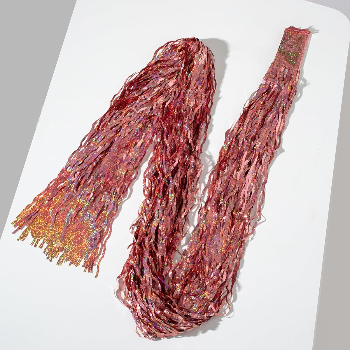 Tinsel Wavy Foil Fringe Curtains Streamer Backdrop Curtains with Adhesive for Photo Booth Background Door Window Wall Home Decoration Birthday Wedding Party Decorations Rose Gold Set of 4