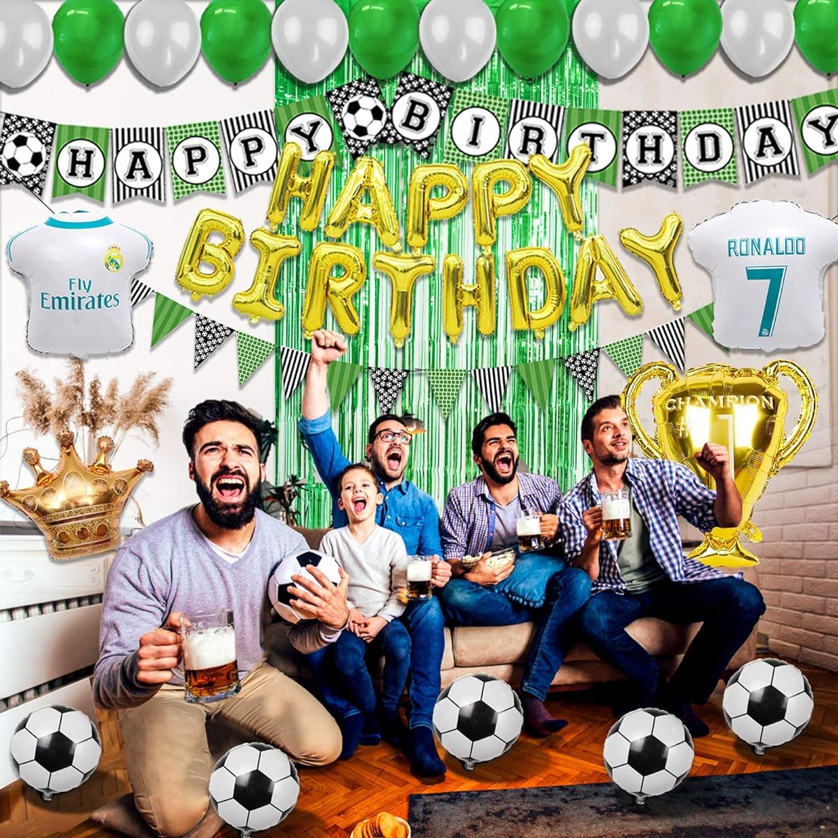 GoGoGoodie Real Madrid CF Birthday Decorations Soccer Theme Balloon Set La Liga Liga Celebration Party Supplies Best Gift for Soccer Fans