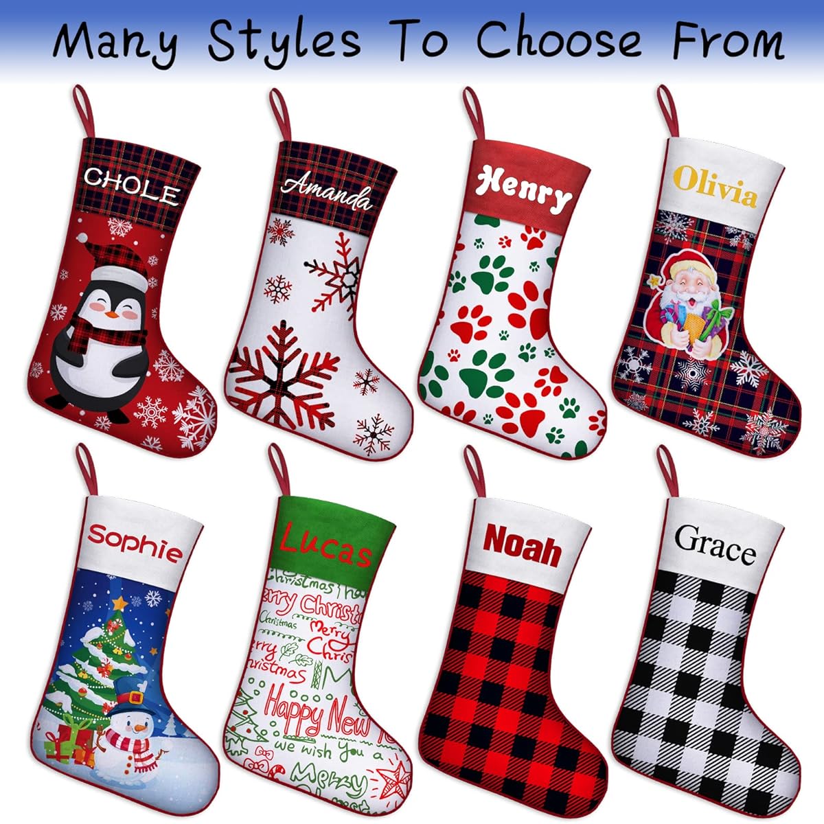 SIMIEEK Customized Christmas Stockings, Set of 2, 3, 4, 5, Custom Christmas Stockings, Named Christmas Stockings, Customized Decoration Gifts, for a Family of 4