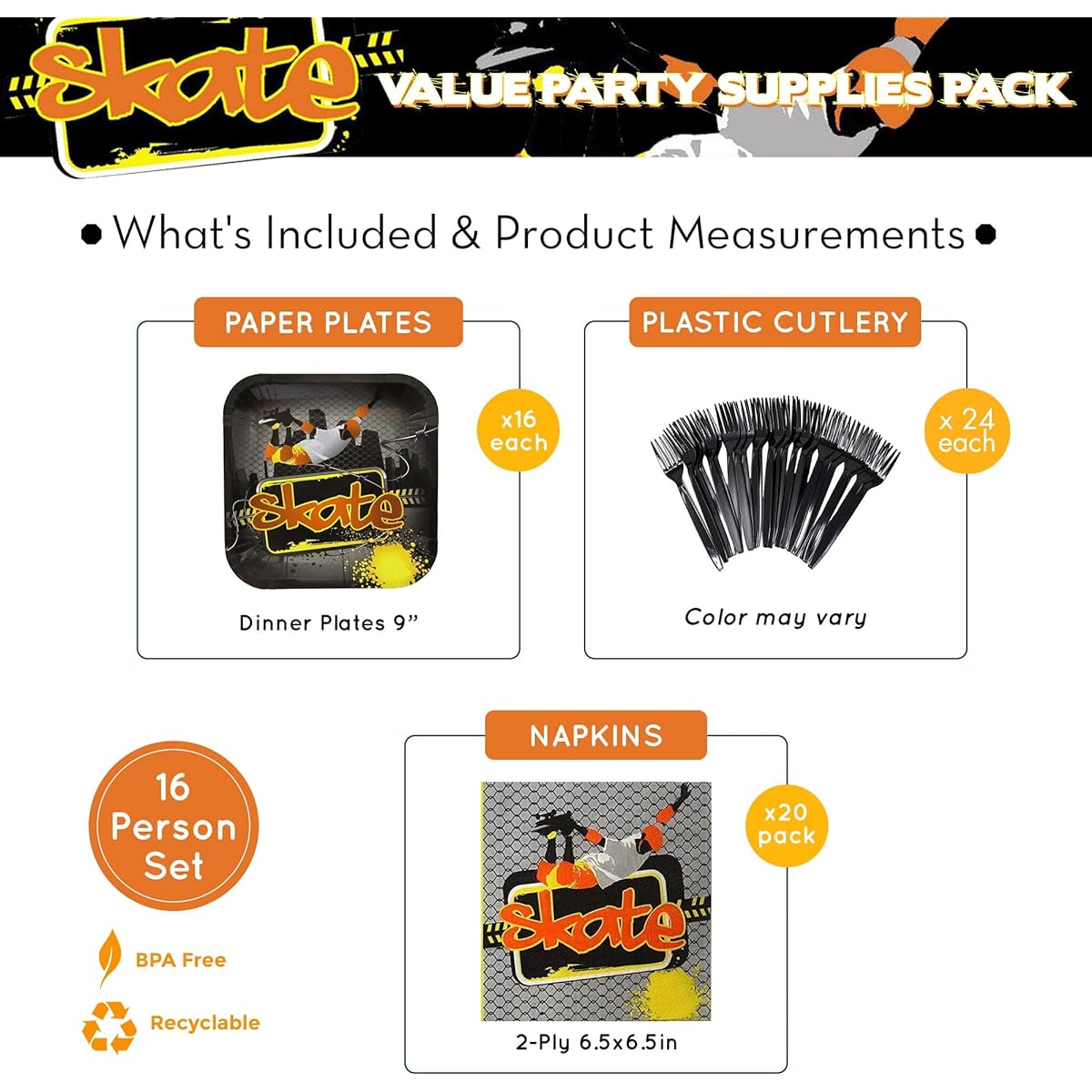 Blue Orchards Skate Party Supplies