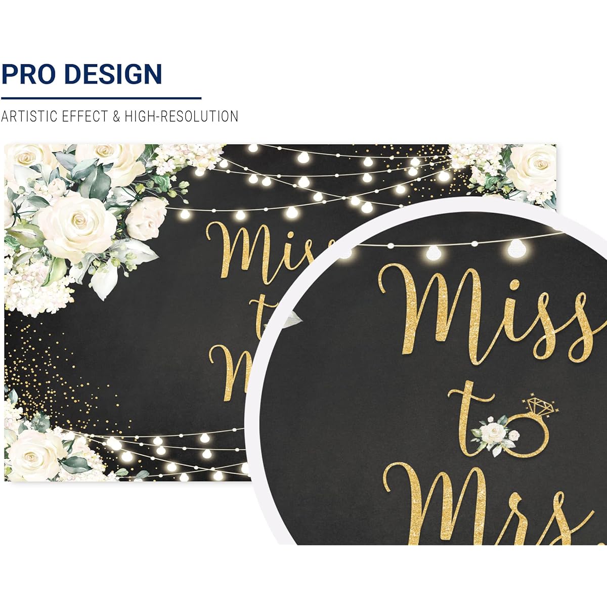 Allenjoy White Floral Bridal Shower Decoration Backdrop Miss to Mrs Backdrop Couple Engagement Wedding Bride and Groom Anniversary Party Supplies Photo Booth Props