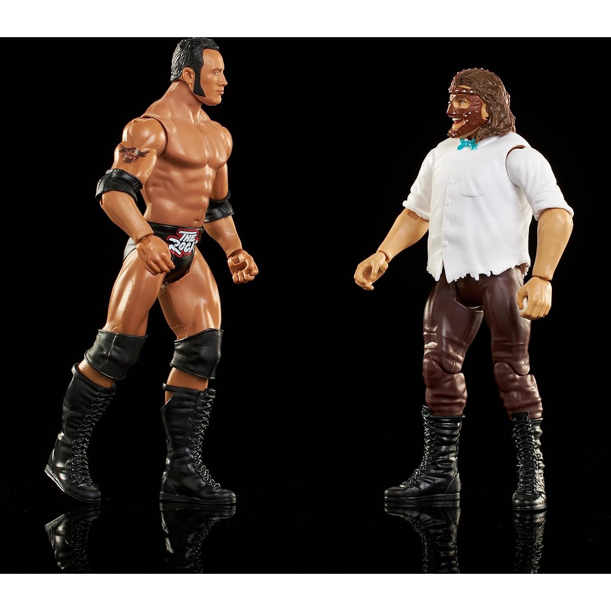 Mattel WWE The Rock vs Mankind Championship Showdown Action Figure 2-Pack with Championship 6"
