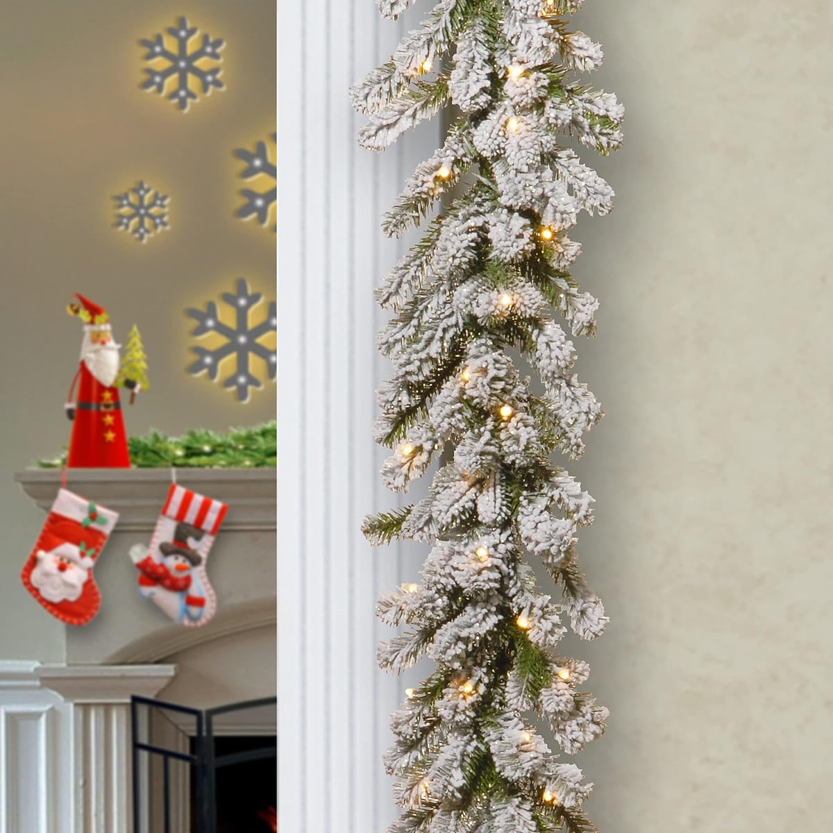 National Tree Pine 9 ft. Real Snow-Like Sheffield Spruce Garland