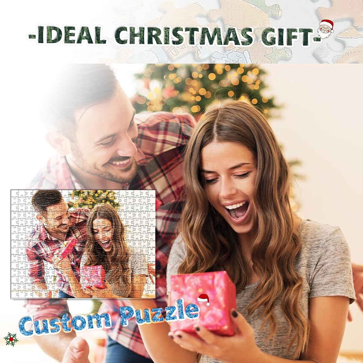 Custom Puzzle Personalized Puzzle 100/300/500/1000 Pieces Photo Collage Customized Puzzle Create Puzzle from Photo Birthday Thanksgiving (1 vertical photo, 100 pieces)