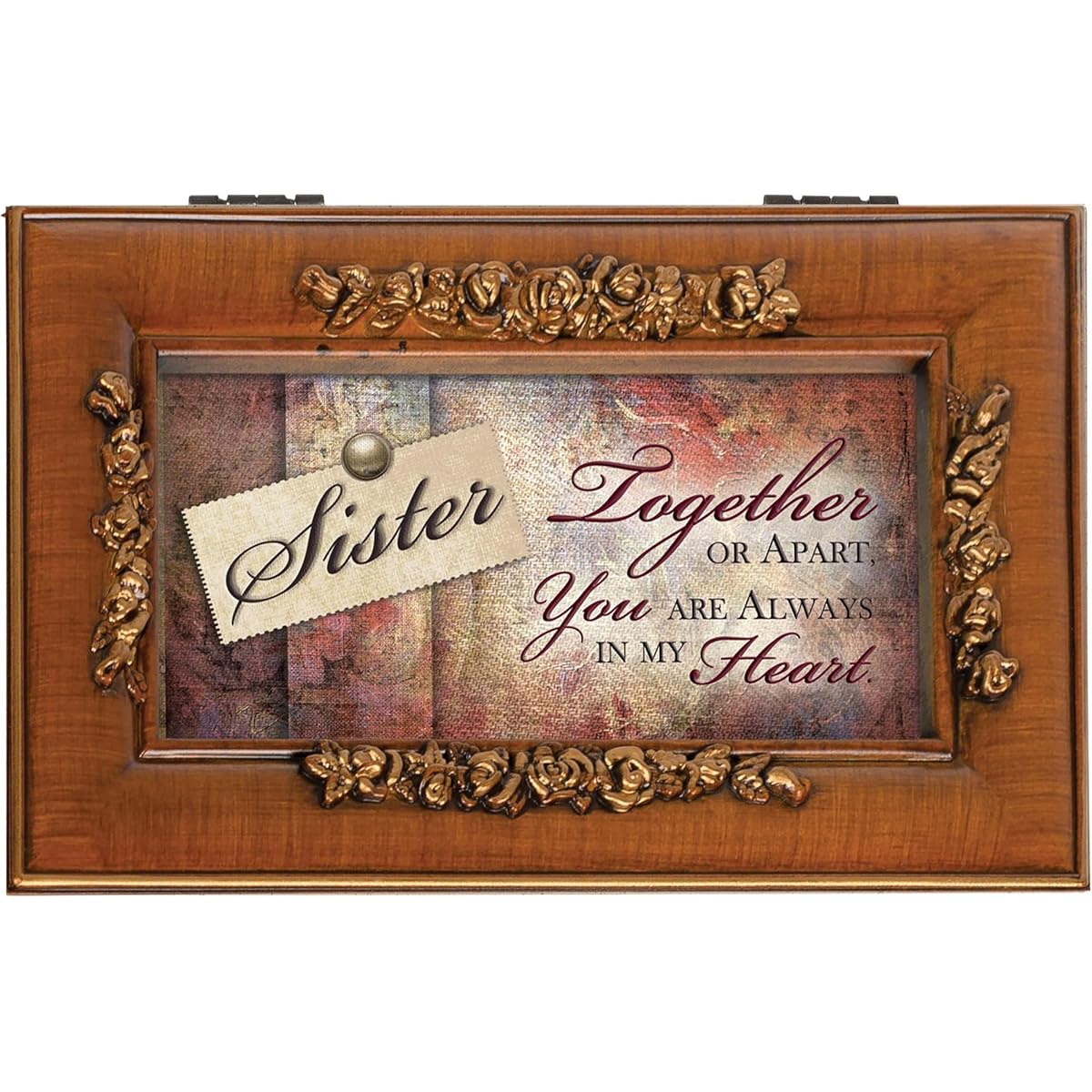 Sister Rich Walnut Finish Petite Jewelry Music Box - Plays That ?S What Friends Are For