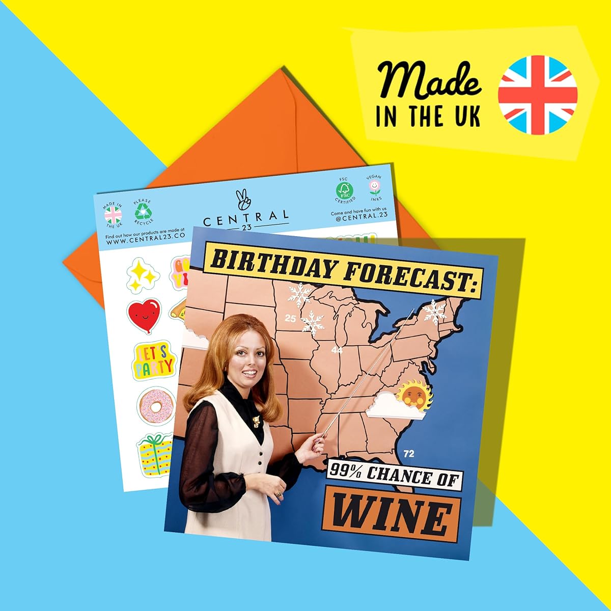 CENTRAL 23 - Funny Birthday Cards Birthday Forecast Wine Rude'n'Retro - For Him Her Mom Dad Husband Wife Brother Sister Old Cards Jokes Humor Witty Puns Banter