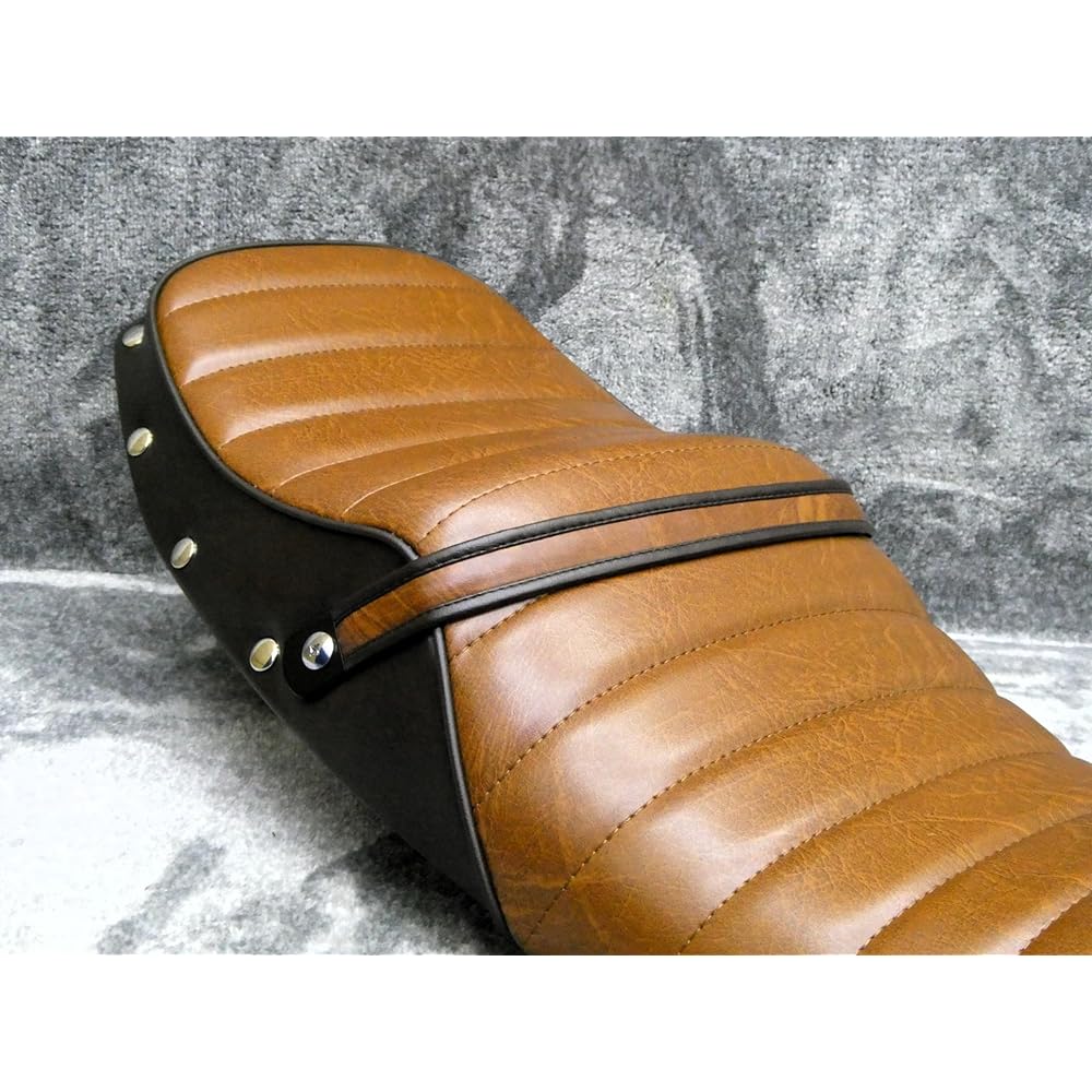 XJR400R Late Tuck Roll Seat/Anko Cut Finished Product RH02J 4HM9 Tiered Seat Deformation Tandem Heppoko President XJR400 YAMAHA Yamaha (Brown Leather Two Tone Seat Studded)
