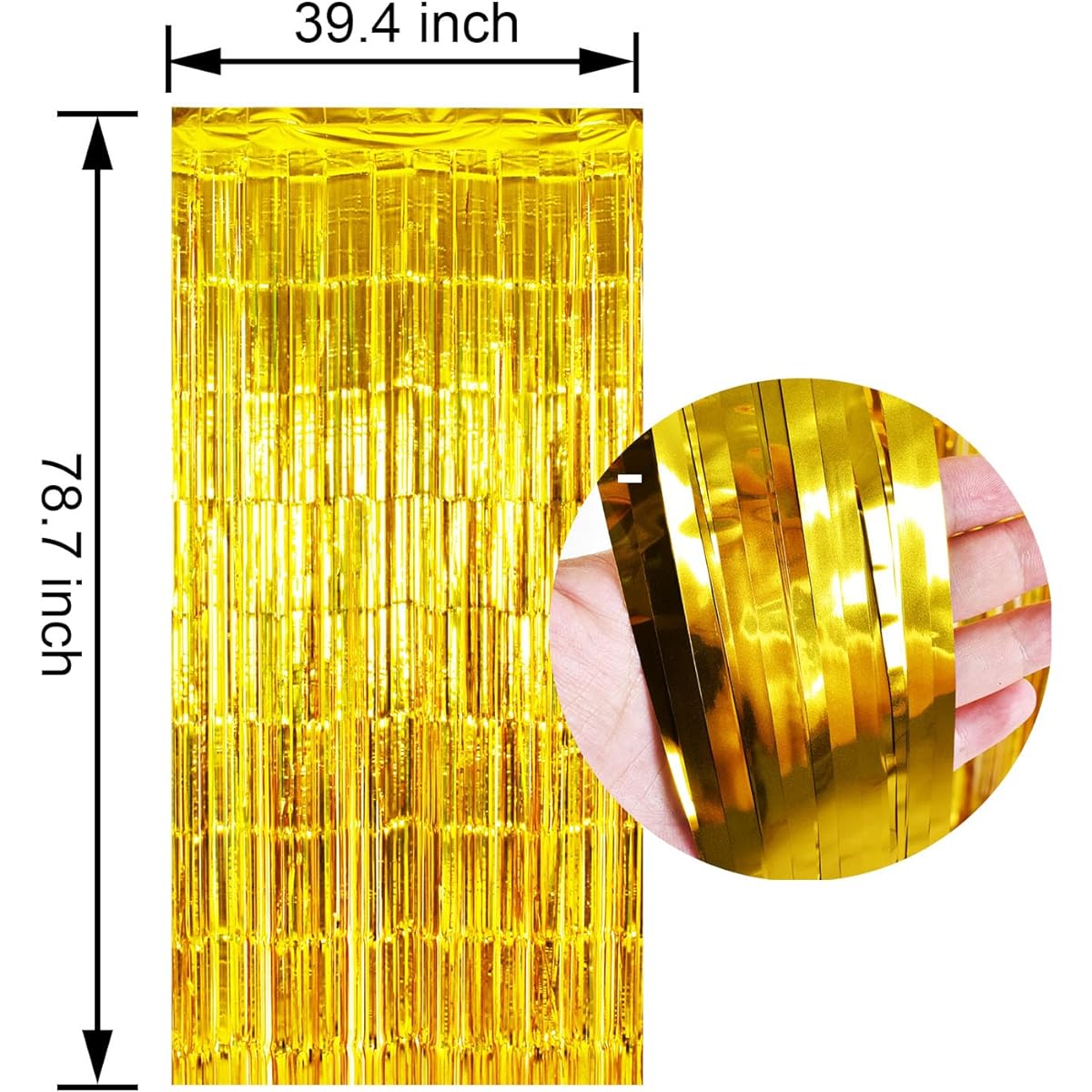 Miliocry 3 Pack 3.3 x 6.5ft Gold Foil Fringe Curtain Metallic Tinsel Curtain Backdrop Glitter Streamer for Party/Door/Wall Streamer/Birthday Photo Booth Props Christmas Party Decoration