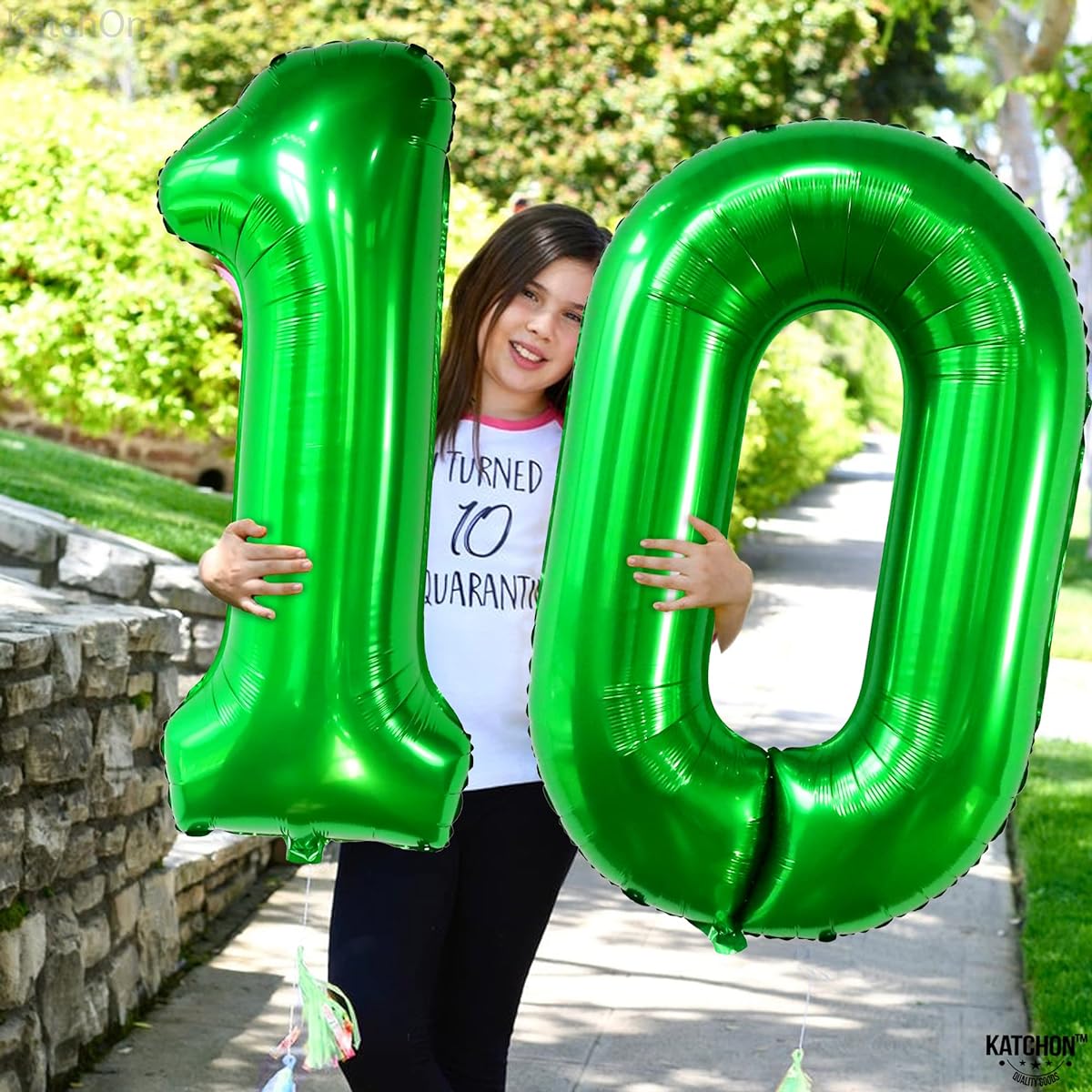 dark green number 0 foil balloon