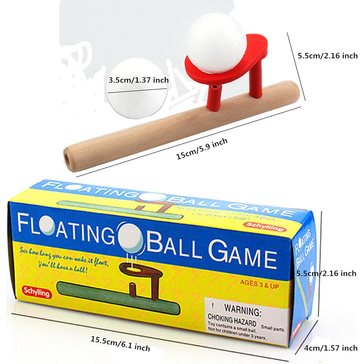 HFBlins Floating Blowpipe Ball Game Toy Blowpipe Whistle Ball for Kids Classic Stress Relief Balance Blowing Toy for Toddlers Kids and Adults (4 Wooden Pieces)