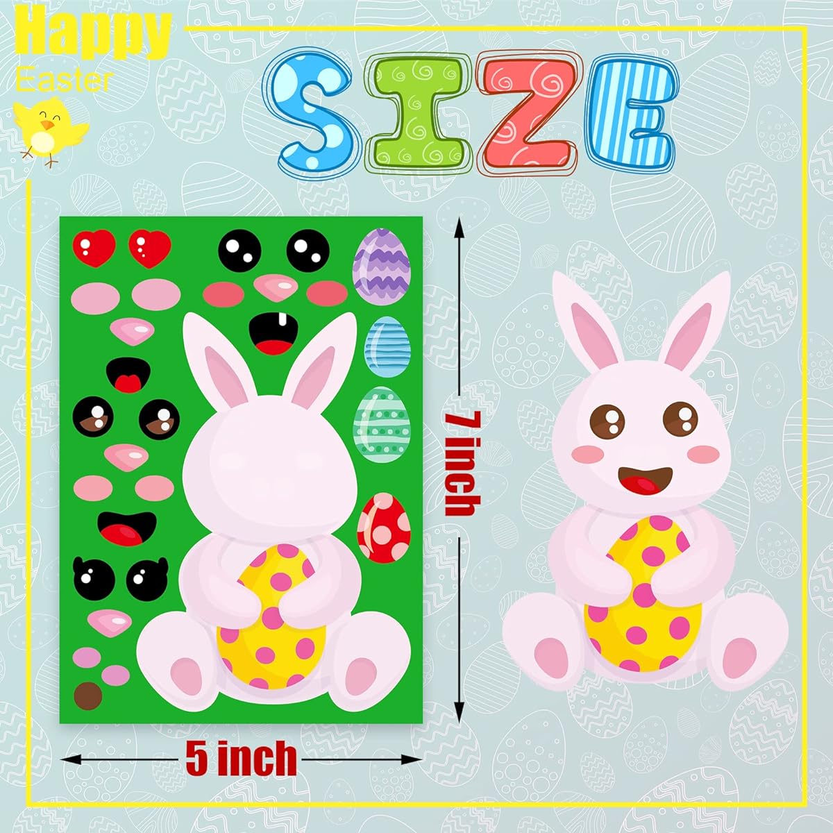 Funnlot Easter Party Games for Kids, Happy Easter Make Your Own Stickers, Happy Easter Party Games, Easter Activities for Adults, Easter Bunny Egg Carrot Stickers for Boys and Girls