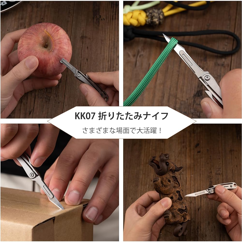 KeyUnity Mini Titanium Alloy Knife Pocket Folding Knife EDC Knife Knife with Key Ring Small Knife Folding Knife (KK07)