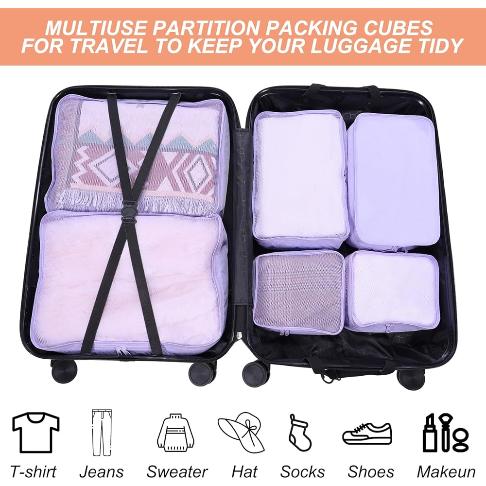 PATIKIL 6 Sets Travel Pouch Travel Organizer Packing Organizer Waterproof with Shoe Bag Portable Beige