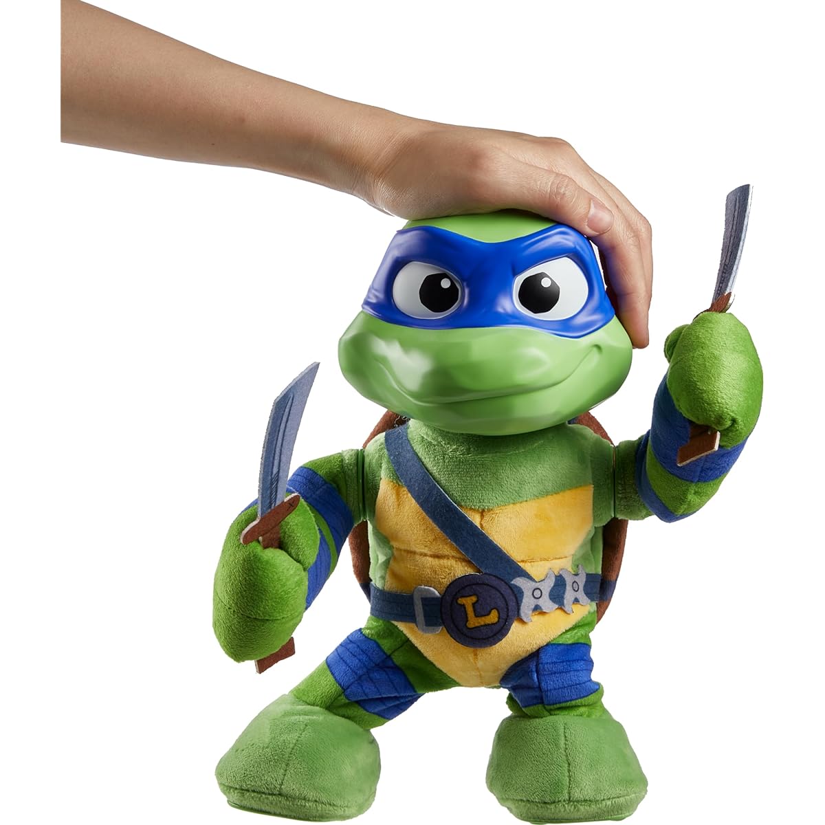 Mattel Teenage Mutant Ninja Turtles: Mutant Mayhem Leonardo Plush Toy with Action and 20+ Sounds Character Stylized 11" Soft Doll with Vinyl Head