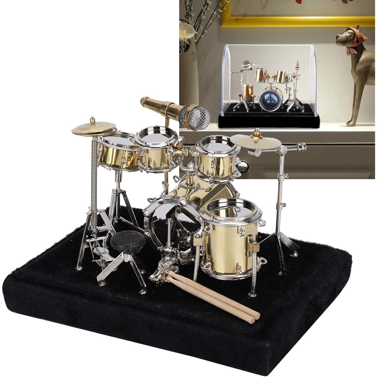 Pssopp Mini Drum Model Miniature Musical Instrument Drum Set Model Display Desktop Musical Instrument Decoration Home Decoration