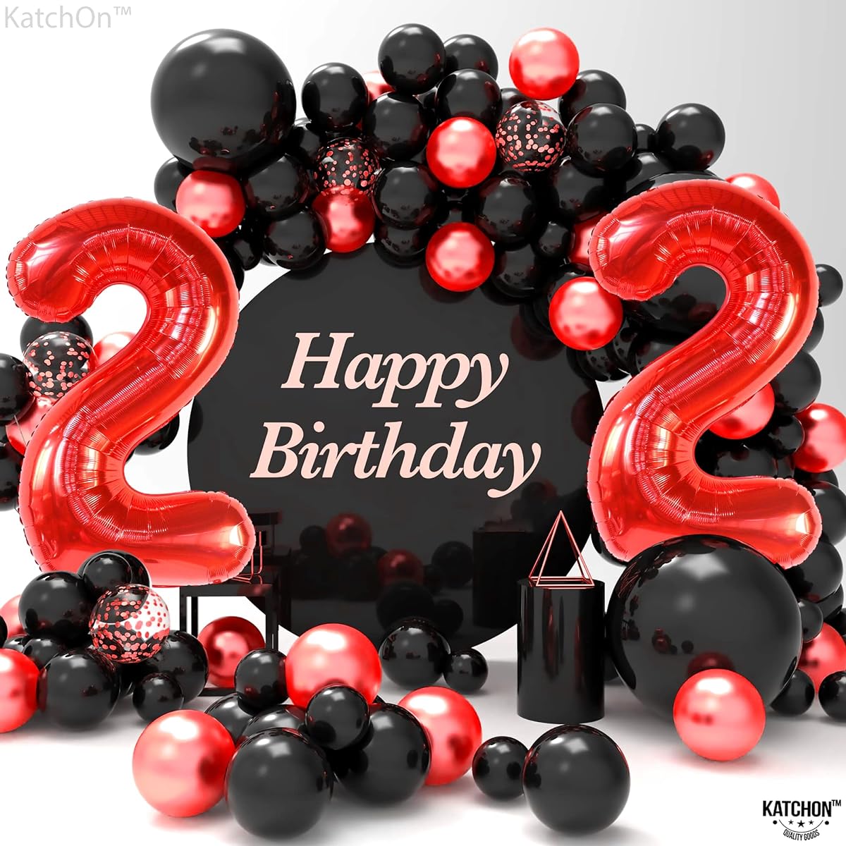 KatchOn Red 22 Balloon Numbers - 40 Inches | Red 22nd Birthday Balloon Decorations | 22nd Birthday Decorations Party | 22 Balloons with Red Numbers | Red 22nd Birthday Party Supplies