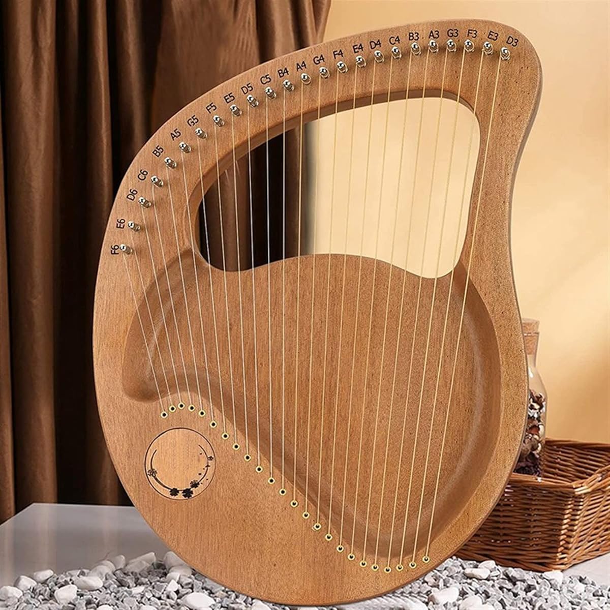 WowZza 24 String Lyre Harp Handheld Instrument with Tuning Wrench, Lyre Harp for Music Lovers Beginners