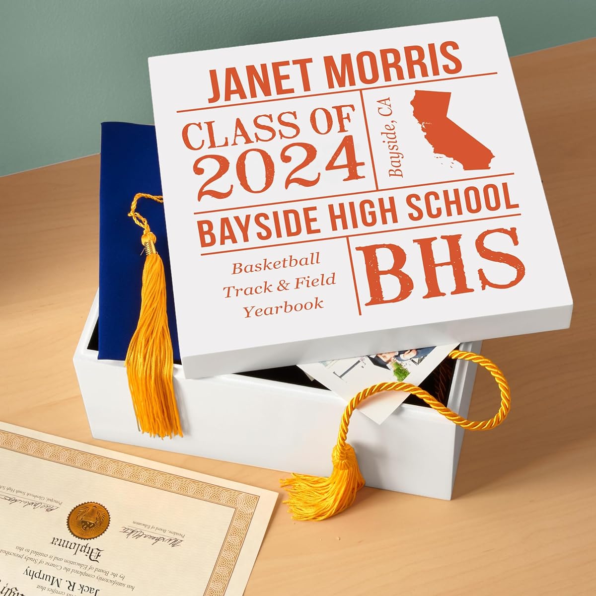 Let's Make Memories Keepsake Box - Everything for the Graduate - Graduation Favors - Class of 2022 - 6" H x 12" Sq. - Blue
