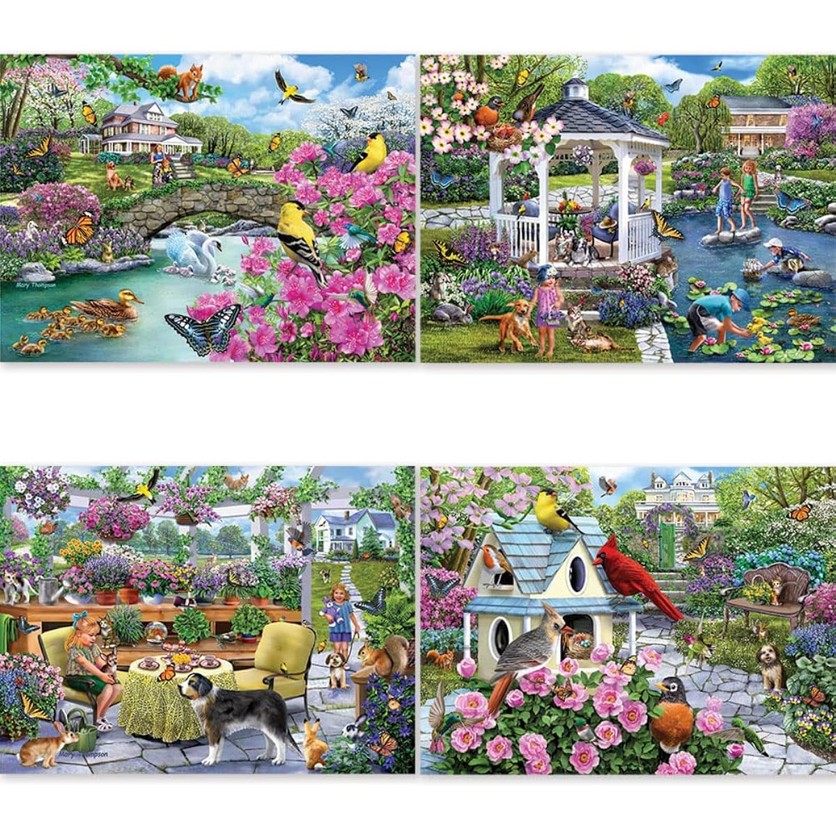 Bits and Pieces - 4-in-1 Multipack 300 Piece Jigsaw Puzzle for Adults - 300 Piece Puzzle Set by Mary Thompson - 16" x 20" (41cm x 51cm)