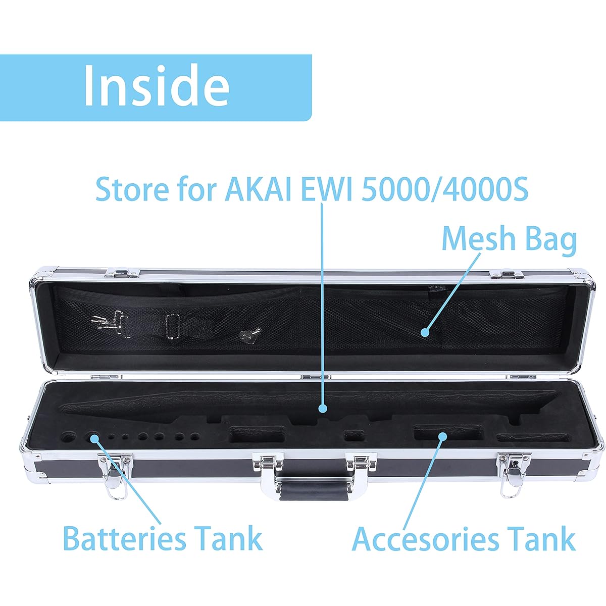 GEEK Professional Hard Case AKAI EWI 4000S 5000 Suitcase Electronic Wind Instrument Case with Handle Full Protection Big Volume EWI Body Battery Accessories (S Size and Single EWI)