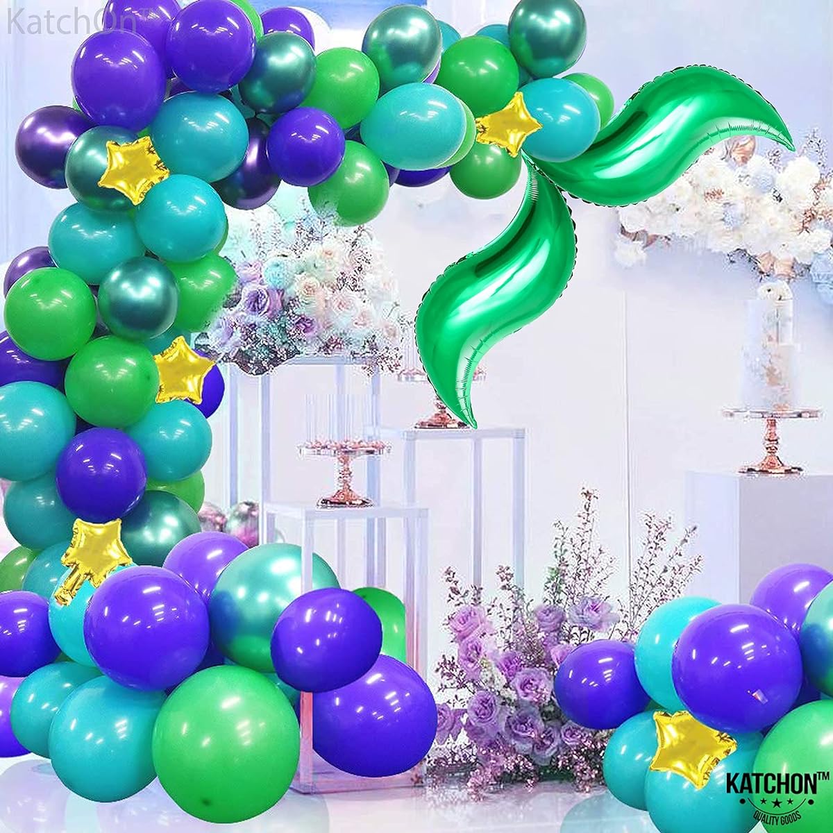 mermaid tail green foil balloon