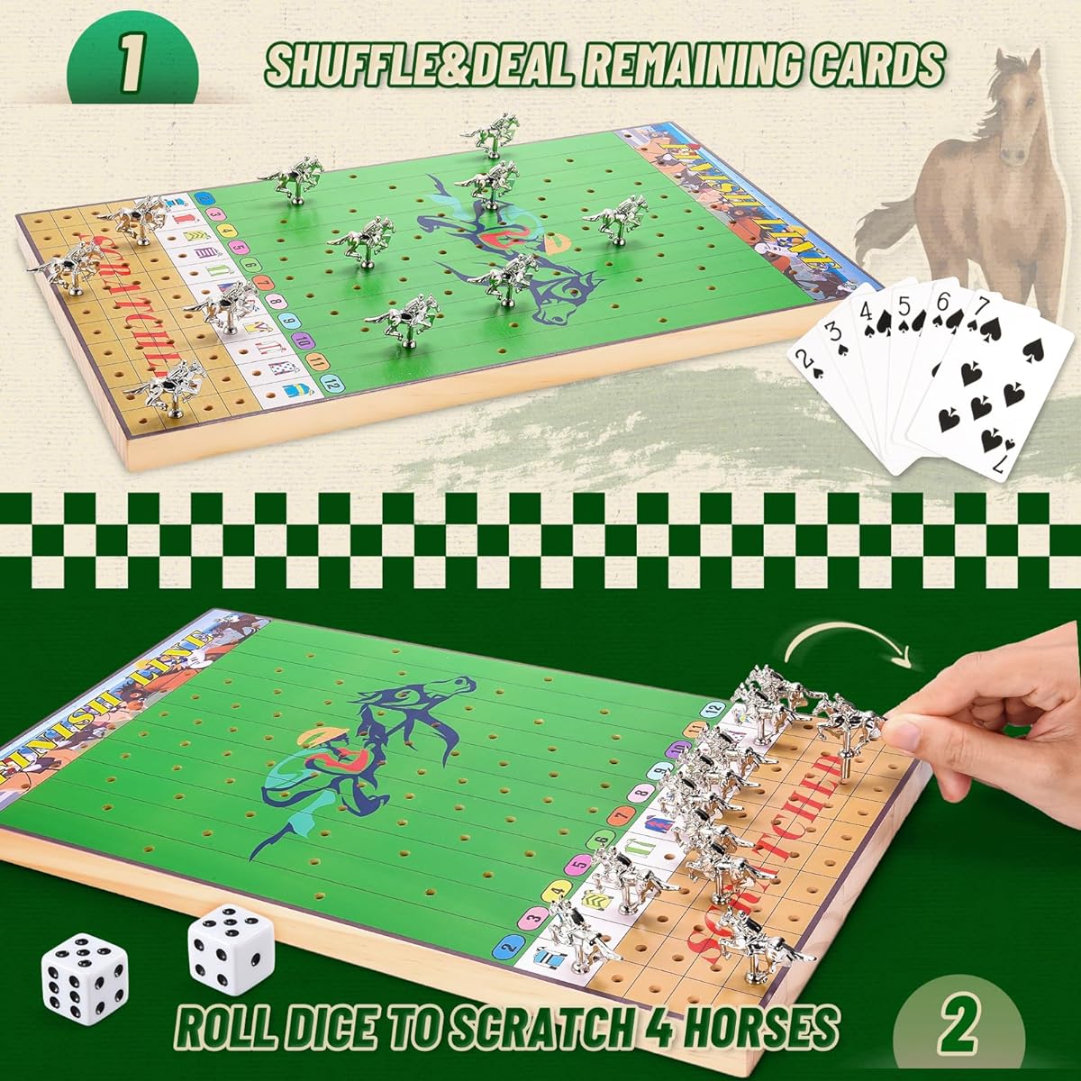 Horse Racing Board Game: Horse Racing Board Game 11 Premium Metal Horse Games for Adults Teens Kids with Instructions Family Game Night Fun Party Game Birthday Gift for Adults Teens Ages 12+