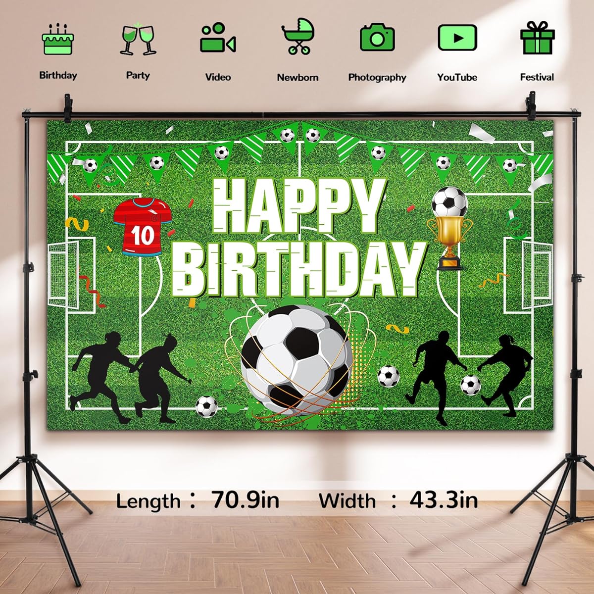 Soccer Party Decorations, Soccer Birthday Party Backdrop Banner, Soccer Theme Birthday Party Decorations Photo Booth Props Background for Soccer Birthday Decorations 71 x 45 Inch