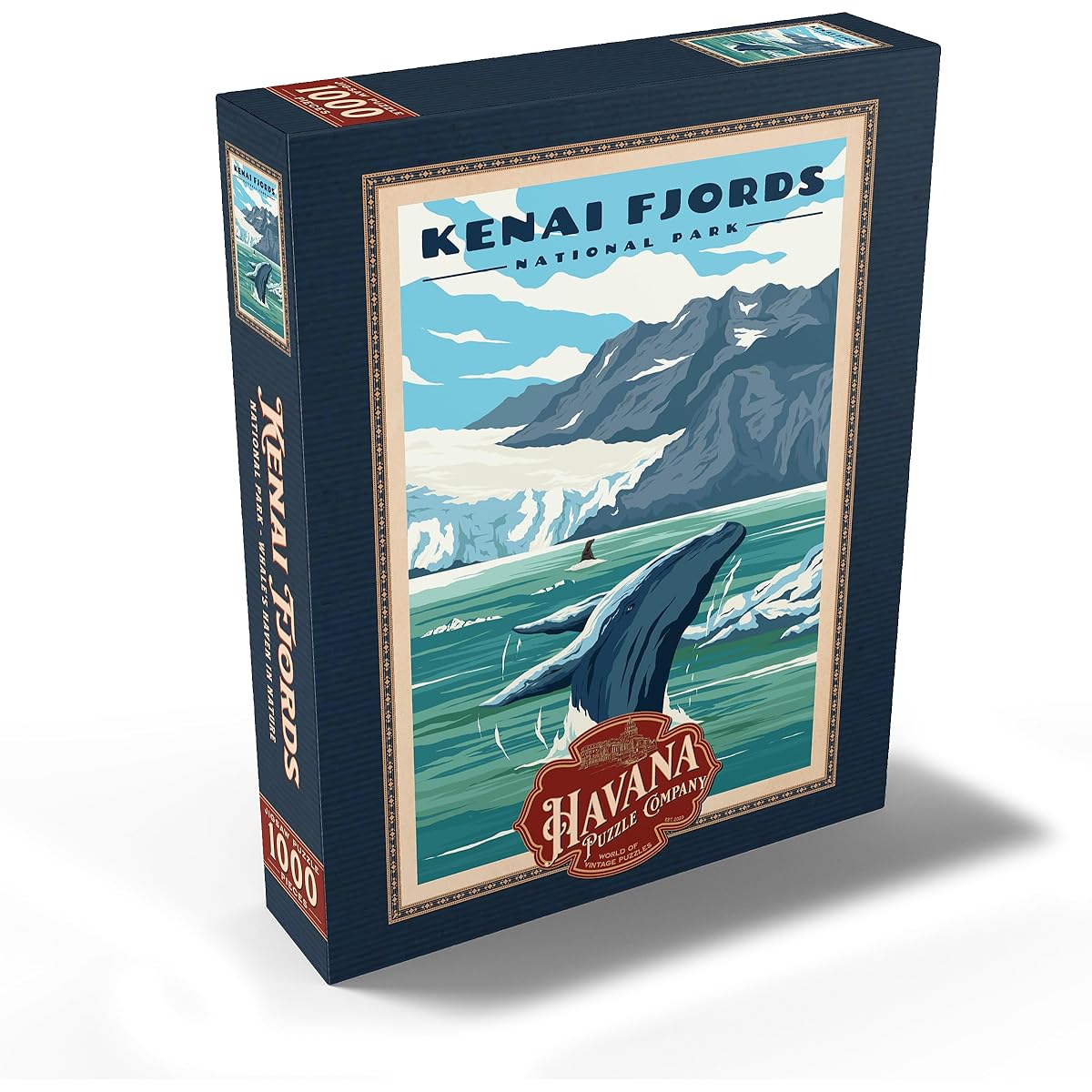 Kenai Fjords National Park - Whales' Natural Haven Vintage Travel Poster - Premium 1000 Piece Jigsaw Puzzle for Adults