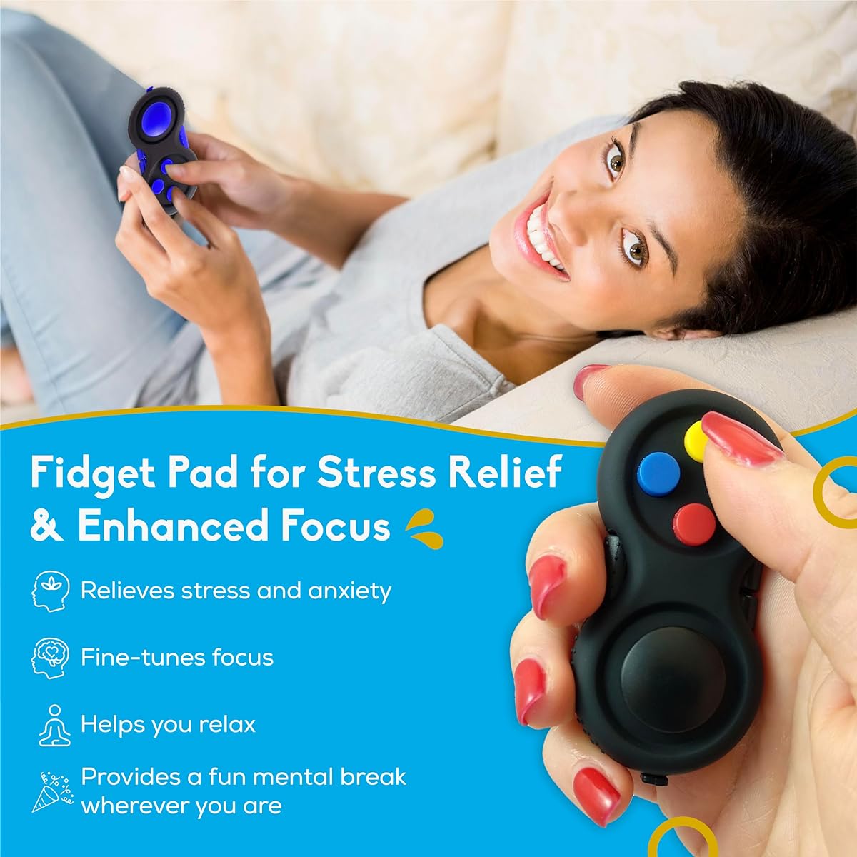 PILPOC Fidget Pad - Fidget Controller Toy for Improve Focus, Reduce Stress/Anxiety, ADHD Clicker, Fidget Clicker, Controller Fidget Toy, Fidget Remote Control, Kids Toy Controller, Sensory