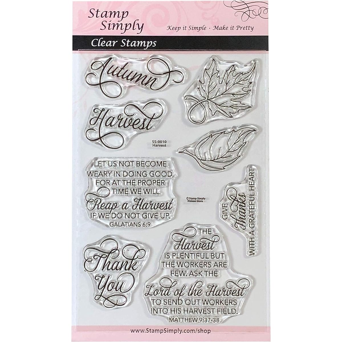 Stamp Simply Clear Stamps Harvest Thanksgiving Fall Christian Religious 4 x 6 Inch Sheet - 8 Stamps