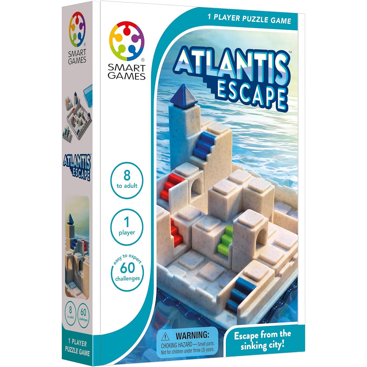 SmartGames Atlantis Escape 3D Path Building Travel Game for Kids and Adults, STEM Focused Cognitive Skills Building Brain Game, Ages 8+, 60 Challenges