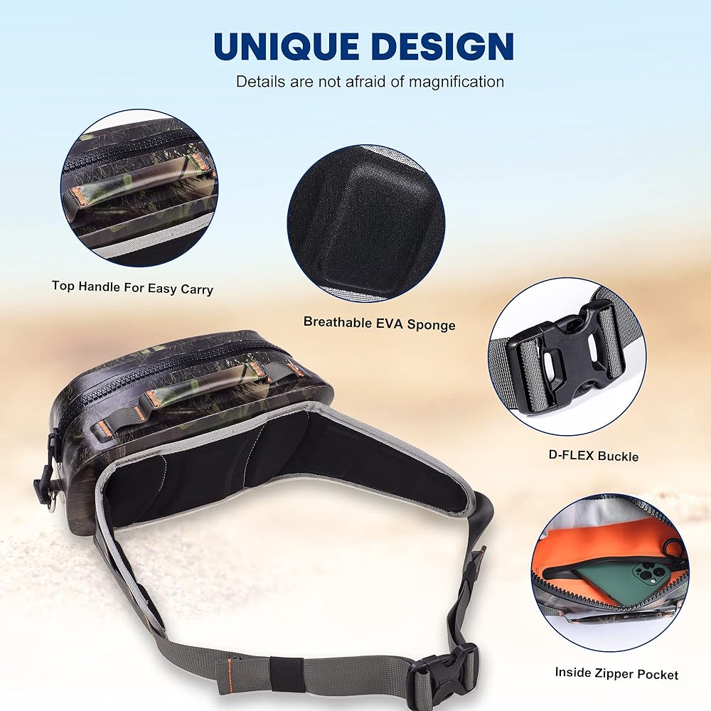 WILD HEART Airtight Waterproof Waist Bag Case 3.6L Outdoor Kayaking Rafting Boating Swimming Camping Hiking Beach Fishing Waterproof Waist Bag…