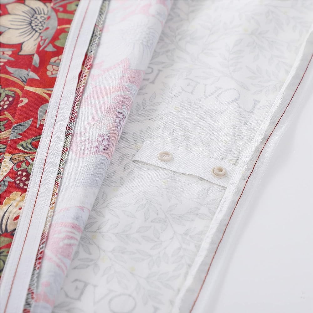 Nishikawa Duvet Cover Single 100% Cotton Morris Gallery Strawberry Thief Quick Snap Easy to Put On and Take Off Reversible Washable Made in Japan Red PI03100608