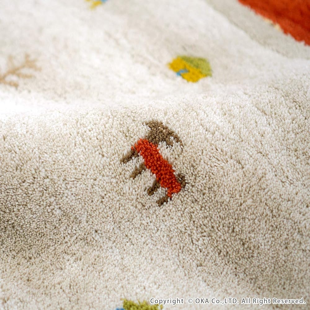 OKA Entrance Mat, Beige, Approx. 60cm x 110cm, Washable, Corner Adsorption, Gabe, Adsorption, Non-Slip