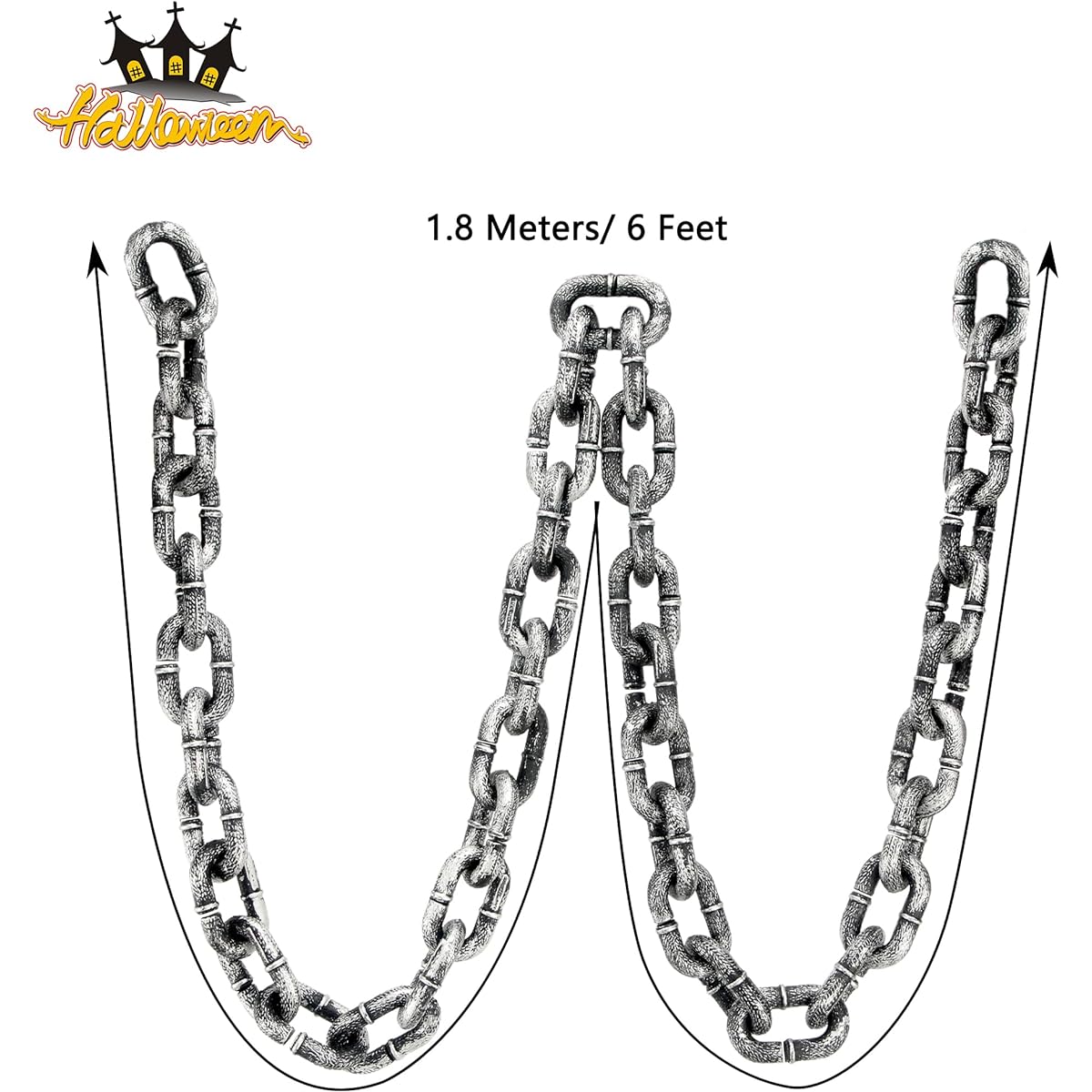 Restroma 8 Pack 6ft Halloween Chains Plastic Prison Chain Props for Halloween Haunted House Decorations Cosplay Supplies